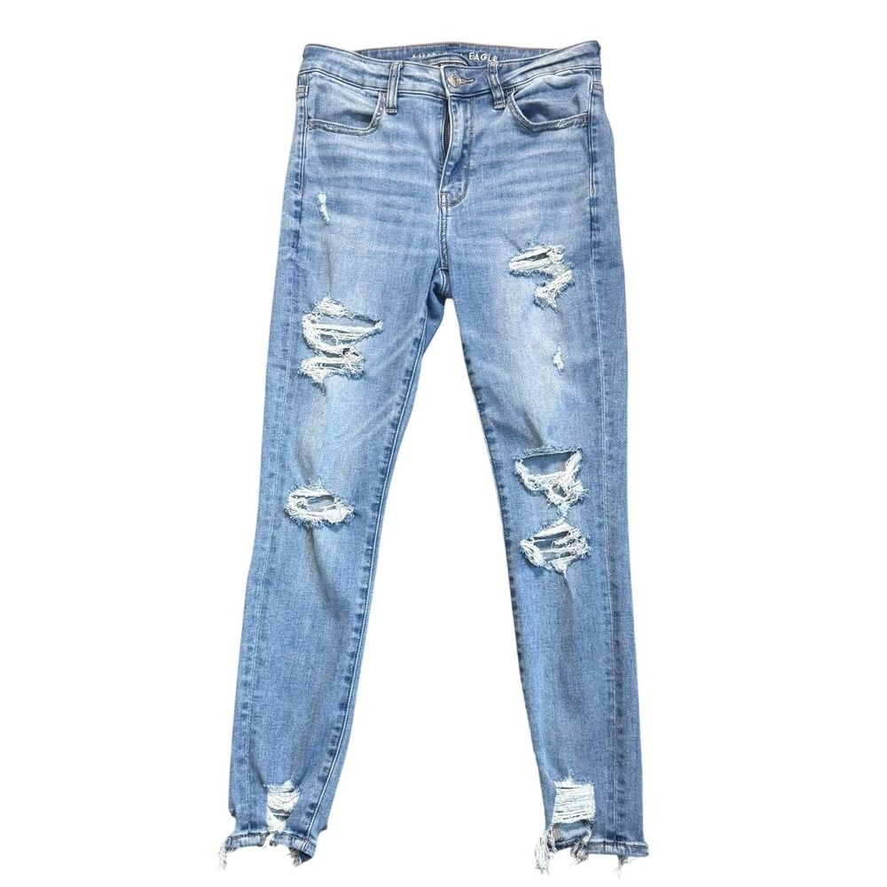 AMERICAN EAGLE Women's 6 Short Next Level Stretch Distressed‎ Skinny Blue Jeans